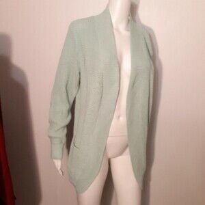 Kirundo aqua green waffle knit open front cardigan sweater s m